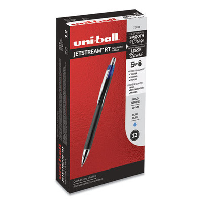 Jetstream Retractable Ballpoint Pen, Bold 1 Mm, Blue Ink, Black Barrel Jetstream Retractable Ballpoint Pen, Bold 1 Mm, Blue Ink, Black Barrel