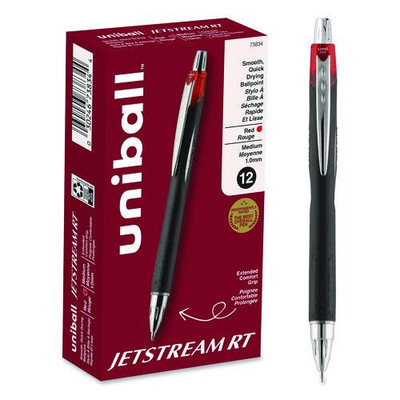 Jetstream Retractable Ballpoint Pen, Bold 1 Mm, Red Ink, Black Barrel