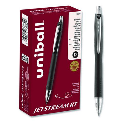 Jetstream Retractable Ballpoint Pen, Bold 1 Mm, Black Ink, Black Barrel