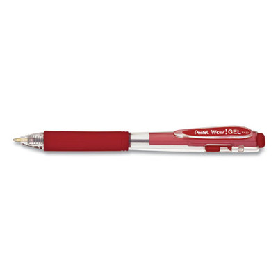 Wow! Gel Pen, Retractable, Medium 0.7 Mm, Red Ink, Clear/red Barrel, Dozen Wow! Gel Pen, Retractable, Medium 0.7 Mm, Red Ink, Clear/red Barrel, Dozen