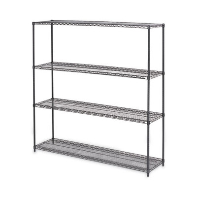 Ba Plus Wire Shelving Kit, 4 Shelves, 72" X 18" X 72", Black Anthracite Plus