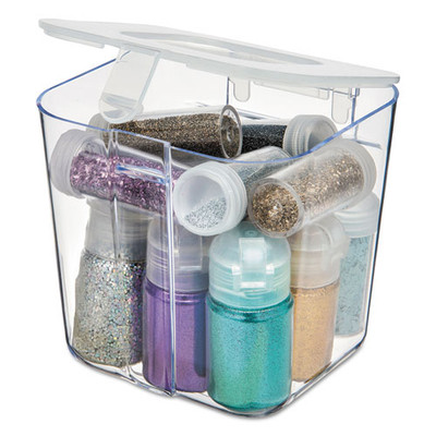 Stackable Caddy Organizer, Small, Plastic, 4.33 X 4 X 4.38, White Stackable Caddy Organizer, Small, Plastic, 4.33 X 4 X 4.38, White