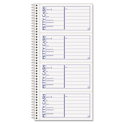 Petty Cash Receipt Book, Two-part Carbonless, 5.5 X 11, 4/page, 200 Forms
