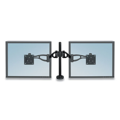Professional Series Depth Adjustable Dual Monitor Arm, 360 Deg Rotation, 37 Deg Tilt, 360 Deg Pan, Black, Supports 24 Lb