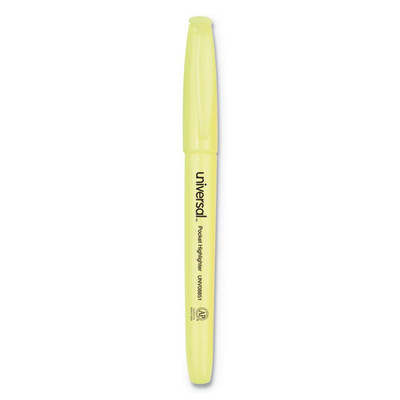 Pocket Highlighters, Fluorescent Yellow Ink, Chisel Tip, Yellow Barrel, Dozen Pocket Highlighters, Fluorescent Yellow Ink, Chisel Tip, Yellow Barrel, Dozen