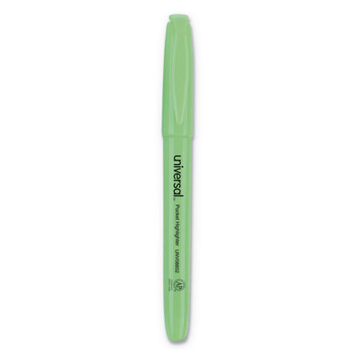 Pocket Highlighters, Fluorescent Green Ink, Chisel Tip, Green Barrel, Dozen Pocket Highlighters, Fluorescent Green Ink, Chisel Tip, Green Barrel, Dozen