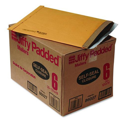 Jiffy Padded Mailer, #6, Paper Lining, Self-adhesive Closure, 12.5 X 19, Natural Kraft, 50/carton