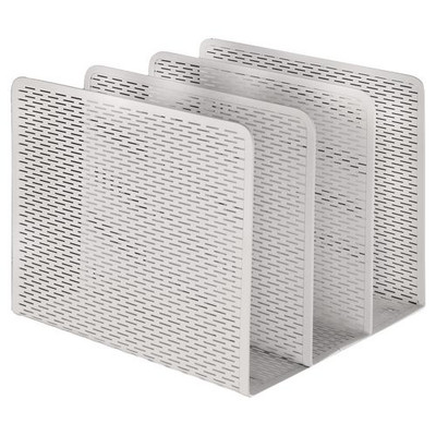 Urban Collection Punched Metal File Sorter, 3 Sections, Letter Size Files, 8" X 8" X 7.25", White