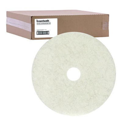 Natural Burnishing Floor Pads, 19" Diameter, White, 5/carton
