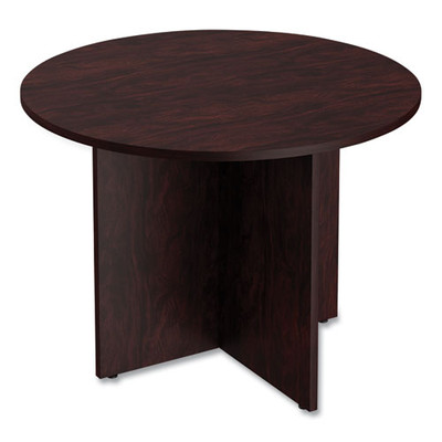 Alera Valencia Round Conference Table With Legs, 29.5h X 42 Dia, Mahogany