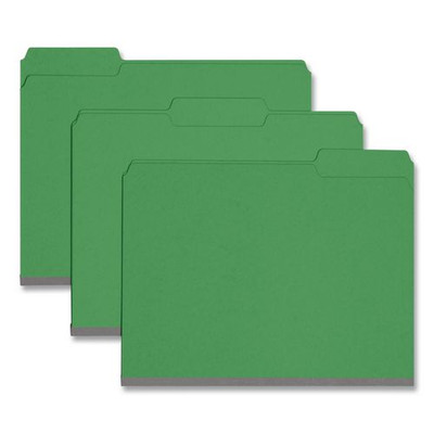 Expanding Recycled Heavy Pressboard Folders, 1/3-cut Tabs: Assorted, Letter Size, 1" Expansion, Green, 25/box