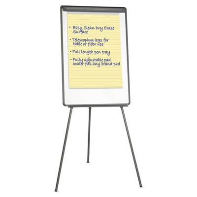 Tripod-style Dry Erase Easel, Easel : 44" To 78", Board: 29" X 41", White/black