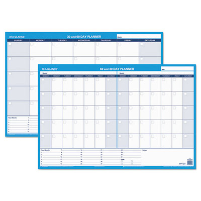 30/60-day Undated Horizontal Erasable Wall Planner, 36 X 24, White/blue Sheets, Undated 30/60-day Undated Horizontal Erasable Wall Planner, 36 X 24, White/blue Sheets, Undated