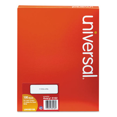 White Labels, Inkjet/laser Printers, 1.33 X 4, White, 14/sheet, 100 Sheets/box White Labels, Inkjet/laser Printers, 1.33 X 4, White, 14/sheet, 100 Sheets/box