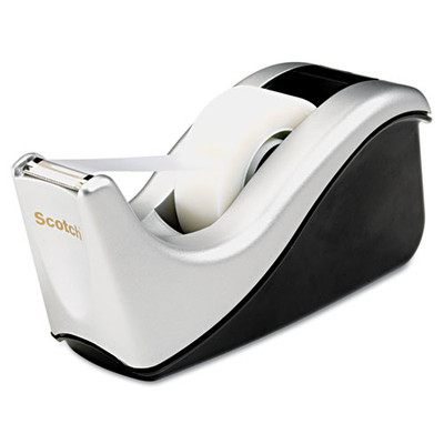 Value Desktop Tape Dispenser, Attached 1" Core, Black/silver Value Desktop Tape Dispenser, Attached 1" Core, Black/silver