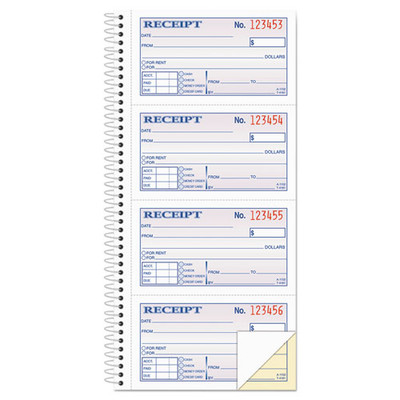 Two-part Rent Receipt Book, Two-part Carbonless, 2.75 X 4.75, 4/page, 200 Forms