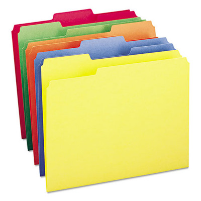 Colored File Folders, 1/3-cut Tabs: Assorted, Letter Size, 0.75" Expansion, Assorted: Blue/green/orange/red/yellow, 100/box Colored File Folders, 1/3-cut Tabs: Assorted, Letter Size, 0.75" Expansion, Assorted: Blue/green/orange/red/yellow, 100/box