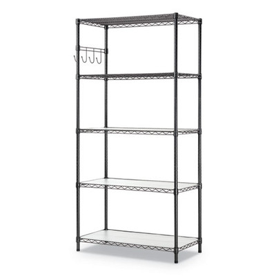 5-shelf Wire Shelving Kit With Casters And Shelf Liners, 36w X 18d X 72h, Black Anthracite 5-shelf Wire Shelving Kit With Casters And Shelf Liners, 36w X 18d X 72h, Black Anthracite