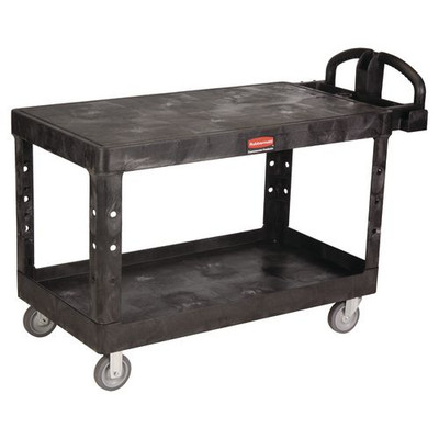 Heavy-duty 2-shelf Utility Cart, Tpr Casters, 25.25w X 54d X 36h, Black