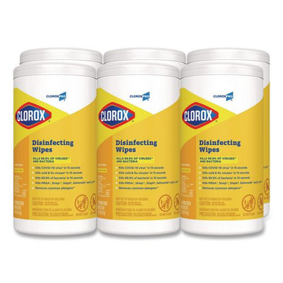 Disinfecting Wipes, 7 X 8, Lemon Fresh, 75/canister, 6/carton