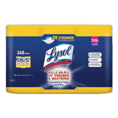 Disinfecting Wipes, 7 X 7.25, Lemon And Lime Blossom, 80 Wipes/canister, 3 Canisters/pack, 2 Packs/carton Disinfecting Wipes, 7 X 7.25, Lemon And Lime Blossom, 80 Wipes/canister, 3 Canisters/pack, 2 Packs/carton
