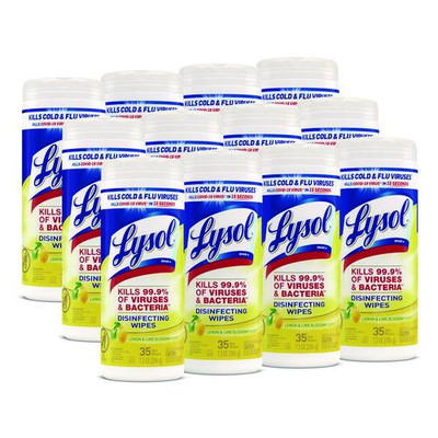 Disinfecting Wipes, 7 X 7.25, Lemon And Lime Blossom, 35 Wipes/canister, 12 Canisters/carton