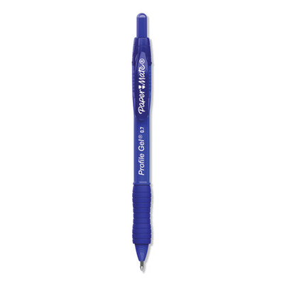 Profile Gel Pen, Retractable, Medium 0.7 Mm, Blue Ink, Translucent Blue Barrel, Dozen