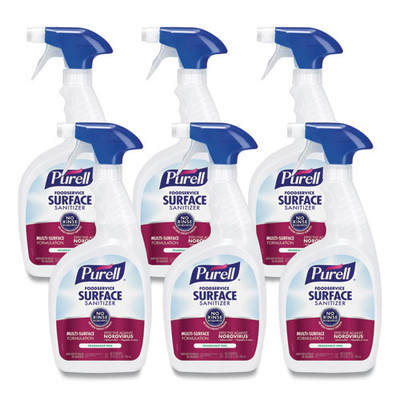 Foodservice Surface Sanitizer, Fragrance Free, 32 Oz Spray Bottle, 6/carton Foodservice Surface Sanitizer, Fragrance Free, 32 Oz Spray Bottle, 6/carton