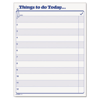 "things To Do Today" Daily Agenda Pad, 8.5 X 11, 1/page, 100 Forms