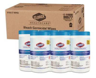 Bleach Germicidal Wipes, 6 X 5, Unscented, 150/canister Bleach Germicidal Wipes, 6 X 5, Unscented, 150/canister