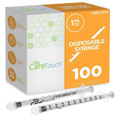Luer Lock Disposable Syringe, 1ml (100ct) Luer Lock Disposable Syringe, 1ml (100ct)