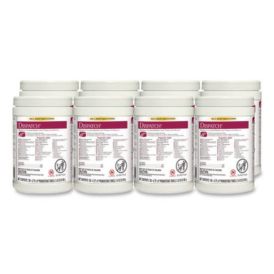 Dispatch Cleaner Disinfectant Towels, 6.75 X 8, Unscented, 150/canister, 8 Canisters/carton