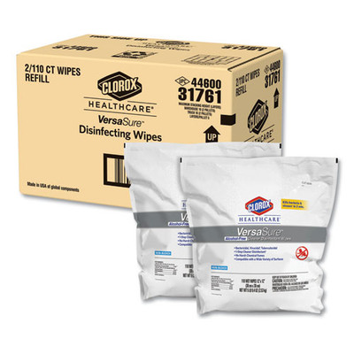 Versasure Cleaner Disinfectant Wipes, 1-ply, 12 X 12, White, 110/pouch, 2/carton Versasure Cleaner Disinfectant Wipes, 1-ply, 12 X 12, White, 110/pouch, 2/carton