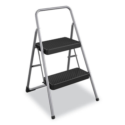 2-step Folding Steel Step Stool, 200 Lb Capacity, 17.38w X 18d X 28.13h, Cool Gray