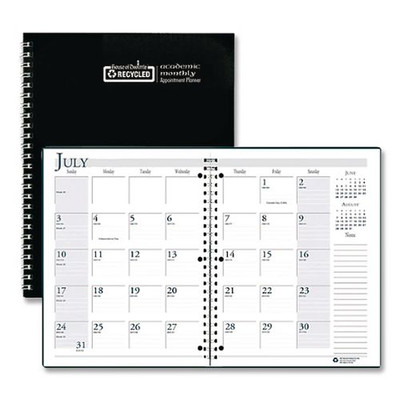 Spiralbound Academic Monthly Planner, 11 X 8.5, Black Cover, 14-month (july To Aug): 2022 To 2023