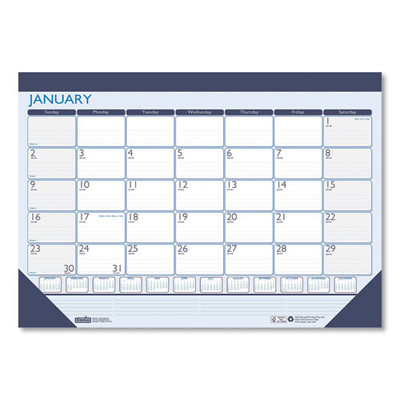 Recycled Contempo Desk Pad Calendar, 18.5 X 13, White/blue Sheets, Black Binding, Black Corners, 12-month (jan To Dec): 2022 Recycled Contempo Desk Pad Calendar, 18.5 X 13, White/blue Sheets, Black Binding, Black Corners, 12-month (jan To Dec): 2022
