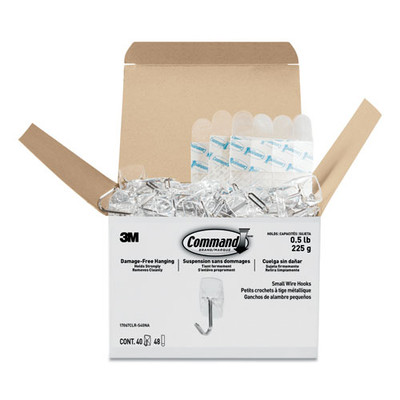 Clear Hooks And Strips, Plastic/metal, Small, 40 Hooks And 48 Strips/pack Clear Hooks And Strips, Plastic/metal, Small, 40 Hooks And 48 Strips/pack