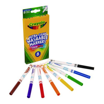 Ultra-clean Washable Markers, Fine Bullet Tip, Assorted Colors, 8/pack