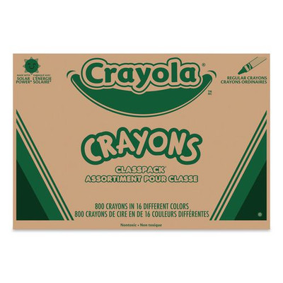 Classpack Regular Crayons, 16 Colors, 800/box