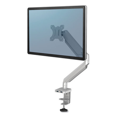 Platinum Series Single Monitor Arm, For 27" Monitors, 360 Deg Rotation, 45 Deg Tilt, 180 Deg Pan, Silver, Supports 20 Lb Platinum Series Single Monitor Arm, For 27" Monitors, 360 Deg Rotation, 45 Deg Tilt, 180 Deg Pan, Silver, Supports 20 Lb
