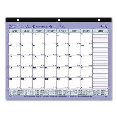 Academic 13-month Desk Pad Calendar, 11 X 8.5, Black Binding, 13-month (july To July): 2022 To 2023