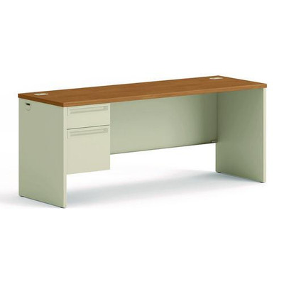 38000 Series Left Pedestal Credenza, 72w X 24d X 29.5h, Harvest/putty