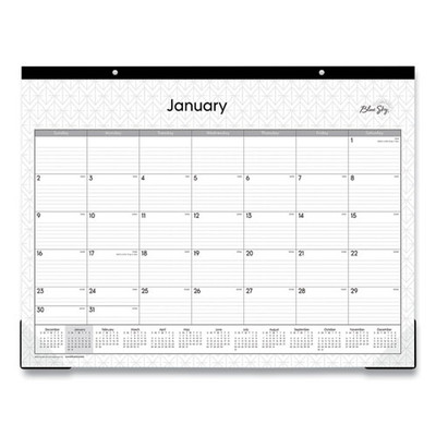 Enterprise Desk Pad, Geometric Artwork, 22 X 17, White/gray Sheets, Black Binding, Clear Corners, 12-month (jan-dec): 2022