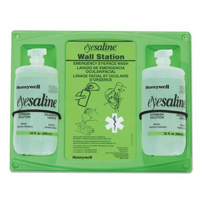 Saline Eye Wash Wall Station, 32 Oz Bottle, 2 Bottles/station, 4/carton Saline Eye Wash Wall Station, 32 Oz Bottle, 2 Bottles/station, 4/carton