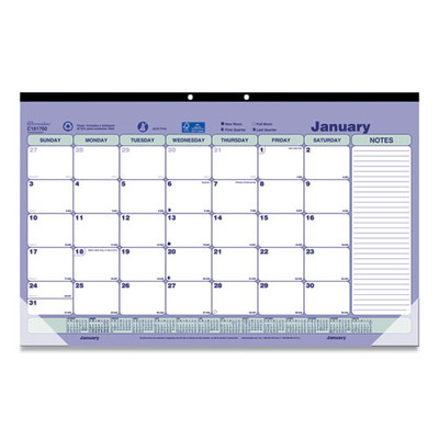 Monthly Desk Pad Calendar, 17.75 X 10.88, White/blue/green Sheets, Black Binding, Clear Corners, 12-month (jan To Dec): 2022 Monthly Desk Pad Calendar, 17.75 X 10.88, White/blue/green Sheets, Black Binding, Clear Corners, 12-month (jan To Dec): 2022