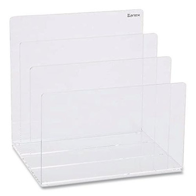 Clear Acrylic Desk File, 3 Sections, Letter To Legal Size Files, 8" X 6.5" X 7.5", Clear