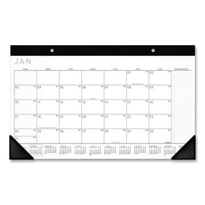 Contemporary Monthly Desk Pad, 18 X 11, White Sheets, Black Binding/corners,12-month (jan To Dec): 2022 Contemporary Monthly Desk Pad, 18 X 11, White Sheets, Black Binding/corners,12-month (jan To Dec): 2022