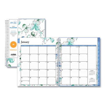 Lindley Monthly Planner, Lindley Floral Artwork, 10 X 8, White/blue/green Cover, 12-month (jan To Dec): 2022 Lindley Monthly Planner, Lindley Floral Artwork, 10 X 8, White/blue/green Cover, 12-month (jan To Dec): 2022