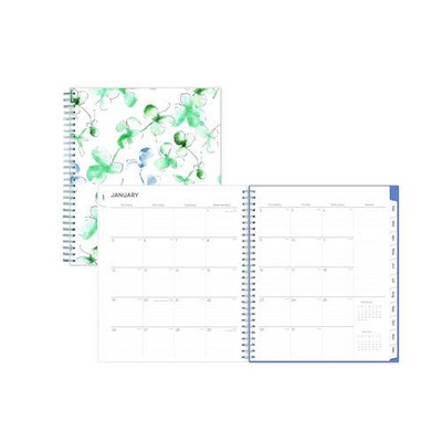 Lindley Monthly Planner, Lindley Floral Artwork, 10 X 8, White/blue/green Cover, 12-month (jan To Dec): 2022