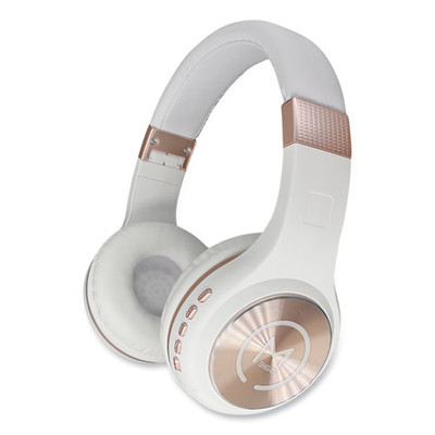 Serenity Stereo Wireless Headphones With Microphone, White With Rose Gold Accents Serenity Stereo Wireless Headphones With Microphone, White With Rose Gold Accents